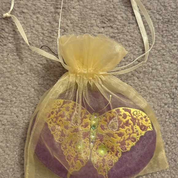 Purple and Gold Butterfly regular and magnifying mirror for purse - Picture 2 of 4